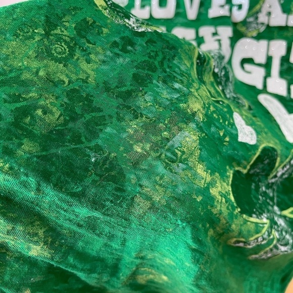 Rocker Girl Burnt out cap sleeve St. Patrick day shamrock Irish Tee Shirt Jr XXL - Picture 6 of 12